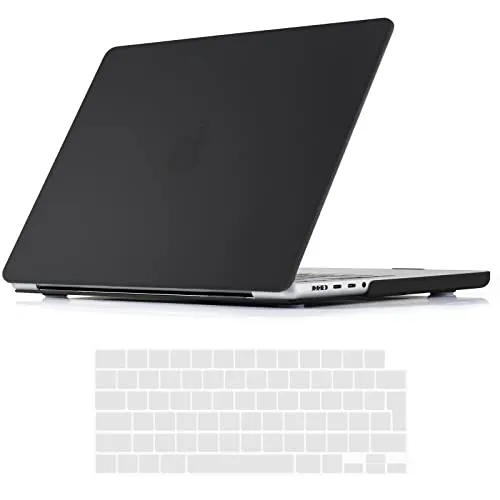 iNeseon Hülle Kompatibel mit 2021-2024 MacBook Pro 14 Zoll M4 M3 M2 M1 Pro/Max A3112 A3185 A3401 A2918 A2992 A2779 A2442, Plastik Hartschale Schutzhülle Case und Tastaturschutz, Schwarz