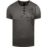 Rusty Neal Oil-Washed T-Shirt mit Knopfleiste - Herren T-Shirt im Regular Fit aus 100% Baumwolle, zeitloses Design für jeden Anlass. Garantierter Komfort und hohe Qualität durch faire Produktion in der Türkei. Maschinenwaschbar ohne Farbverlust.