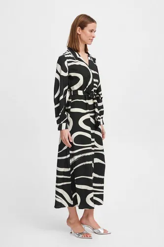 b.young Maxikleid BYIBINE AOP DRESS 2 - gemustertes Maxikleid in Blusenform schwarz 34