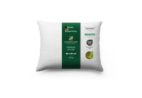 Hanskruchen® Premium de Luxe Daunenkissen 40x60 cm - 3 Kammer Kissen für Allergiker - Kissen, 3-Kammer-System mit 90% Daunen für perfekten Schlafkomfort. Bezug aus 100% Baumwolle sorgt für Atmungsaktivität und ein angenehmes Gefühl. Made in Germany - höchste Qualität seit 1900.