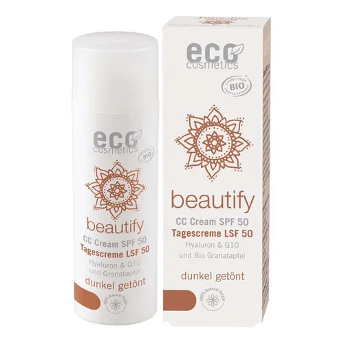 eco cosmetics Bio CC Cream - Getönte Tagescreme mit LSF 50 - CC Creme mit OPC, Q10 und Hyaluronsäure, vegan und ideal für einen strahlenden Teint und optimalen UV-Schutz.