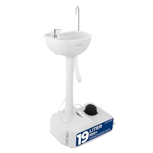 SereneLife Camping Waschbecken mit 19L Wassertank - Körperpflege & Hygiene: Mobile Waschstation mit Fußpumpe für freihändige Bedienung, ideal für Camping und Outdoor-Aktivitäten.