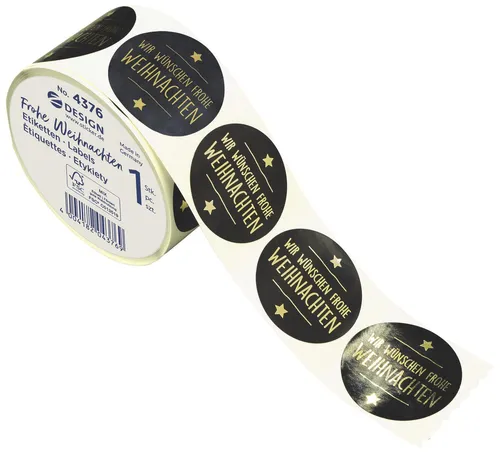 AVERY Zweckform Aufkleber Frohe Weihnachten, schwarz, 600 Etiketten