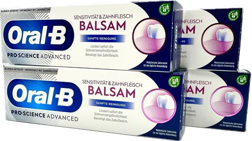 4x Oral-B Zahnpasta Sensitivität & Zahnfleisch Balsam - Sanfte Reinigung 4x 75ml