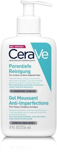 CeraVe Schäumendes Reinigungsgel für das Gesicht - Porentiefe Reinigung für ein frisches Hautgefühl, ideal für die tägliche Gesichtsreinigung und Pflege.