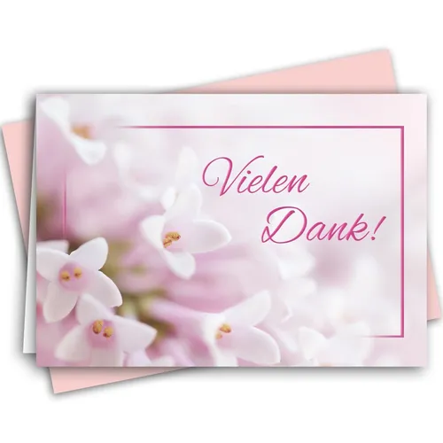 Danksagungskarten Blumen Set "Fliederzauber" mit Umschlägen Dankeskarte 10