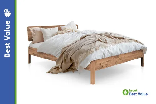byoak Massivholzbett Penny - Doppelbett 180 x 200 cm aus Wildeiche - Betten – Massivholzbett mit kunstvoll geölter Oberfläche für zeitlose Eleganz und unschlagbare Stabilität, ideal für einen ruhigen Schlaf.