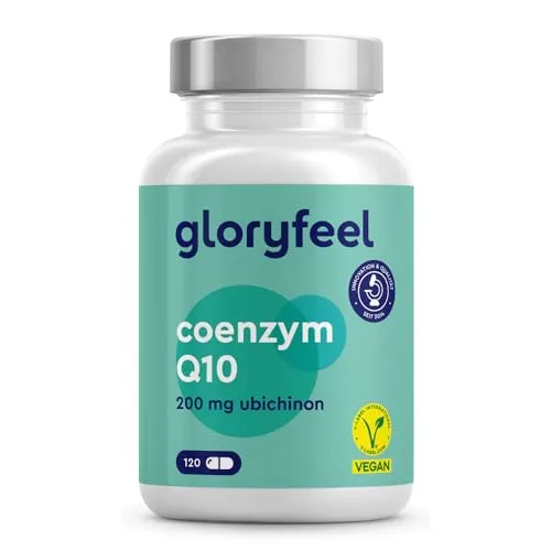 Coenzym Q10 Hochdosiert - 200mg pro Kapsel - 120 vegane Kapseln (4 Monate) - CoQ10 aus pflanzlicher Fermentation - Laborgeprüft, ohne Zusätze in Deutschland hergestellt