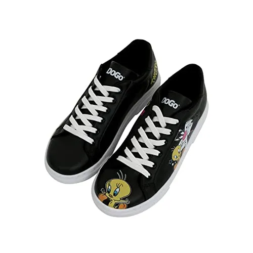 DOGO Vegane Damen Ace Sneakers - Best of Tweety und Sylvester 38 - Damen-Sneaker, vegan und leicht, mit buntem und ausgefallenem Design von Tweety und Sylvester