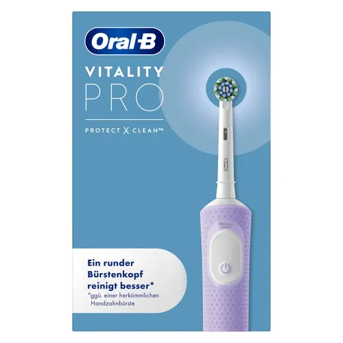 Oral-B Vitality Pro Elektrische Zahnbürste, lila - Elektrische Zahnbürste mit 2D-Reinigungstechnologie und 3 Putzmodi für eine gründliche Reinigung. Inkl. 1 Aufsteckbürste und 2-Minuten-Timer für optimale Mundpflege.