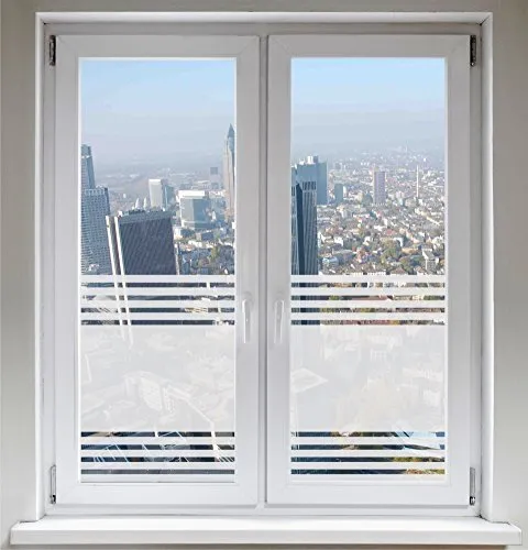 INDIGOS UG Glasdekorfolie Dusche Folie für Duschkabine Fensterfolie Bad Sichtschutz Streifendesign satiniert Blickdicht - 500-2000 mm - Dekoration Sonnenschutz Folie - Sichtschutzfolie - selbstklebend