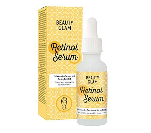 BEAUTY GLAM Retinol Serum 30 ml - Vegan und silikonfrei, dieses Anti Aging Gesichtsserum mit Retinol bekämpft effektiv Falten und Pickel für ein strahlendes Hautbild.