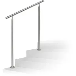 Relaxdays Treppengeländer Edelstahl Set, 1,0 m Handlauf mit 2 Pfosten - Edelstahl Treppengeländer Set für Innen und Außen, ideal für langlebigen Einsatz. Flexibel montierbar und sicher mit Metalldübel befestigt, verleiht es jedem Raum einen eleganten Look.