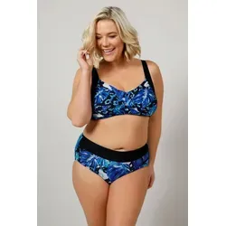 Ulla Popken Bügelloser BH Bikini Zweiteiler Softschalen drapierte Büste blau|grün 60