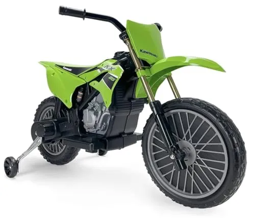 Kawasaki Elektro Motorrad für Kinder 3-6 Jahre - Offizielle Lizenz - 🏍️ 12V Kawasaki Elektro Motorrad für Kinder – ideal für 3 bis 6 Jahre mit sicherer Fußpedalsteuerung und automatischer Bremse. 🚀 Sportliches Design und stabile 13" Räder sorgen für Fahrspaß drinnen und draußen.