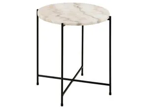 Couchtisch Bottaro, weiß - Eleganter Marmor-Couchtisch - Couchtisch Bottaro aus hochwertigem Marmor mit stabilem Metallgestell. Zeitloses Design für stilvolle Wohnräume. Ideal für gemütliche Abende!