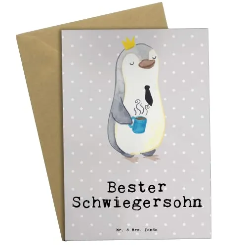 Mr. & Mrs. Panda babykarte Pinguin Bester Schwiegersohn - Geschenk, einladungskarten, Grußkarten, weihnachtskarten, Geschenkidee, hochzeitskarten, Frau, Tochter, Hochzeit, Klappkarte, Grußkarte