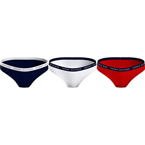 Tommy Hilfiger Damen Slips Unterwäsche, Mehrfarbig (Desert Sky/White/Primary Red), S - Funktionsunterwäsche aus 74% Bio-Baumwolle für höchsten Komfort. Das klassische Design mit elastischem Bund garantiert ein angenehmes Tragegefühl und macht sie zum idealen Geschenk für die selbstbewusste Frau.