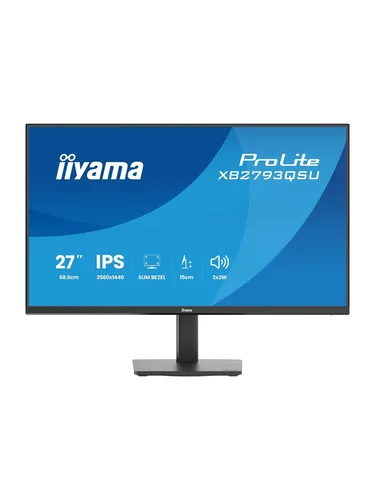 iiyama ProLite XB2793QSU-B1, 27" WQHD IPS Display schwarz - Hochwertiger 27" WQHD IPS Monitor mit brillanter Bildqualität und schmalem Rahmen, ideal für kreative Arbeiten und Gaming.