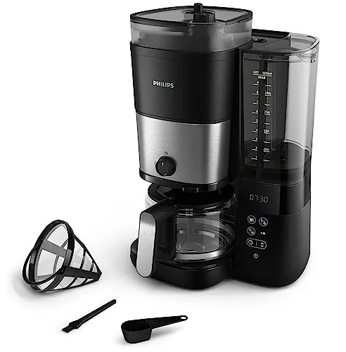 Philips All-in-1 Filterkaffeemaschine HD7900/50 - Kaffeemaschinen mit integriertem Kegelmahlwerk für frisch gemahlenen Kaffee und Duo-Bohnenbehälter, ideal für individuellen Kaffeegenuss.