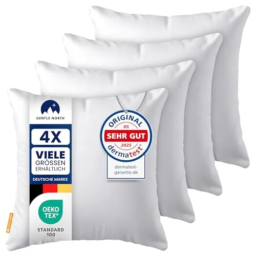 Gentle North Microfaserkissen 4er Set - Höchster Komfort für jeden Schlaftyp - Kopfkissen Set mit individuell anpassbarer Füllung für optimalen Schlafkomfort. Waschbar, langlebig und allergikerfreundlich - ideal für Seitenschläfer und Rückenschläfer.