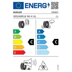 Dunlop Winter XL 3PMSF 205/60 R16 96H Winterreifen - Autoreifen mit hervorragender Traktion und Sicherheit bei winterlichen Bedingungen, ideal für PKWs und garantiert optimale Performance im Schnee.