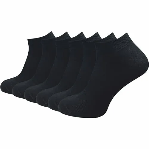 Herren Sneaker Socken aus 100% reiner Baumwolle (6 Paar | 10 Paar) | kurze & dünne Füßlinge | ohne drückende Naht über den Zehen (DE/NL/SE/PL, Numerisch, 43, 46, Regular, Regular, schwarz | 6 Paar)