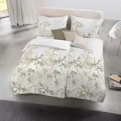 Fleuresse Halbleinen Bettwäsche Provence Cassis Helmond 200x220 cm - Bettwäsche aus 50% Baumwolle und 50% Leinen, atmungsaktiv und temperaturausgleichend für erholsamen Schlaf. Mit floralem Wiesenblumen Print und praktischem Reißverschluss.