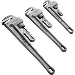 VEVOR 3-teiliges Aluminium-Rohrzangen-Set 10/14/18 Zoll - Steckschlüssel-Set aus leichtem Aluminium, ideal für präzise Sanitärarbeiten mit hohem Drehmoment bis zu 2034 Nm.