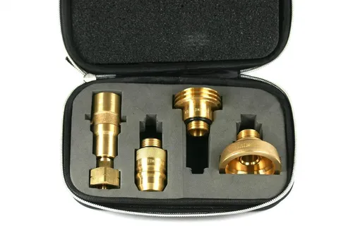 DREHMEISTER ETUI Set 4x Adapter ACME DISH EURONOZZLE BAJONETT - Sonstige, vielseitiges Set für Gasflaschen mit W21.8L Anschluss, ideal für Camping und Grillen
