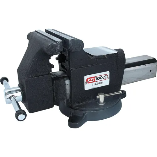 KS-Tools Schraubstock 914.0006 - drehbar - Schraubstock mit 150mm Backenbreite, 360° drehbar und verriegelbarem Sockel, ideal für präzises Arbeiten in der Werkstatt.