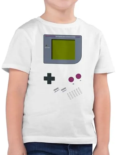 Kinder T-Shirt Jungen - Karneval & Fasching - Gameboy | Nerds I 90s I 90iger I Fastnacht I Fasnacht I Fasnet - 104 (3/4 Jahre) - Weiß - 90er Jahre Outfits Faschings Shirt Jeck 90 Tshirt
