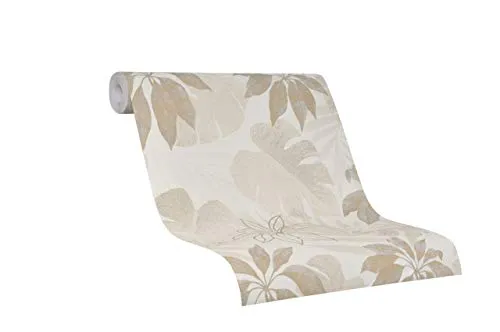 Tapete Beige Natur Floral Blätter Dschungel - Avalon 31602 - Hochwertige Vliestapete aus der Avalon Kollektion, ideal für Schlafzimmer, Wohnzimmer oder Küche. Made in Germany, RAL-GÜTEZEICHEN und ISO zertifiziert.