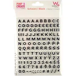 Klebebuchstaben DIY Pimp and Create schwarz - Einfache Anbringung mit besonders starker Haftung. Perfekt für kreative Scrapbooking-Projekte und zur individuellen Gestaltung von Papier oder Pappe.