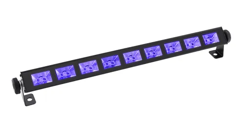 Showlite UL-9 UV-Bar – 9x3W UV-Lichteffekt - Lichteffekte: Klassischer Schwarzlichteffekt mit 9 leistungsstarken LEDs, ideal für Partyräume und Bars, inklusive einfacher Montage und 360°-drehbaren Stützen.