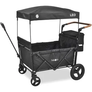 FableKids Bollerwagen Leo X4Plus mit Dach | 4 Sitzplätze - Handwagen mit 5-Punkt-Gurten für maximale Sicherheit und Offroad-Rädern für jedes Terrain. Der faltbare Wagen bietet viel Stauraum und ist ideal für Ausflüge mit der Familie.
