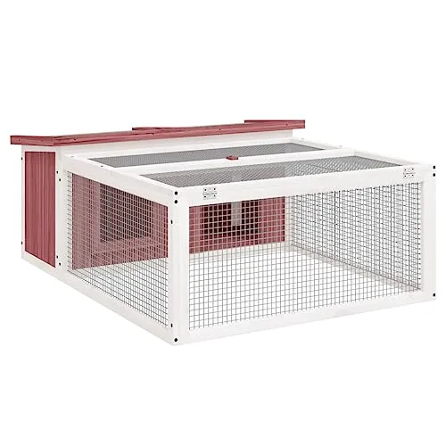 vidaXL Kaninchenstall, Hasenstall mit Nistkasten Freilaufgehege, Kaninchenkäfig für Außenbereich, Kleintierstall Kleintierhaus, Mokka Massivholz Kiefer