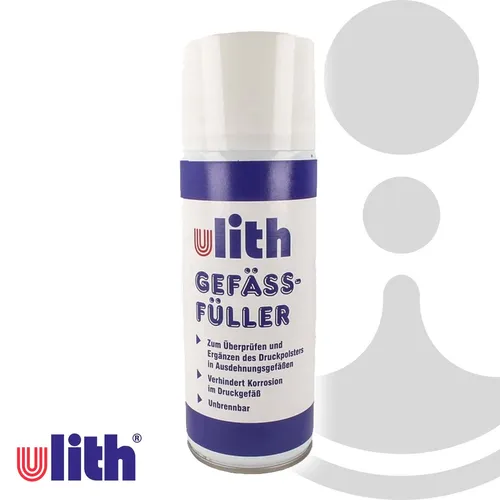 Ulith Gefäßfüller 400 ml - Nicht brennbar - Allzweckreiniger für Membran-Ausdehnungsgefäße, verhindert Korrosion und entspricht der neuesten F-Gase-Verordnung. Ideal zur Drucküberprüfung in Heizungsanlagen.
