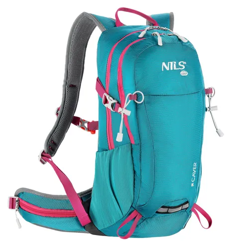 NILS CAMP NC1950 Caver 18L Rucksack - Türkis - Rucksack für Tagestouren mit 18L Volumen, leicht und strapazierfähig. Ausgestattet mit effizientem Belüftungssystem und integrierter Regenhülle für optimalen Schutz.