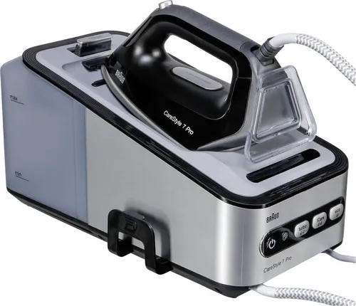 Braun IS 7156 CareStyle 7 Dampfbügelstation - Bügeleisen mit 2400 W, 7,5 bar Dampfdruck und 500 g/min Dampfstoß für müheloses Glätten. Der große 2 l Wassertank ermöglicht ständiges Nachfüllen für effizientes Bügeln.