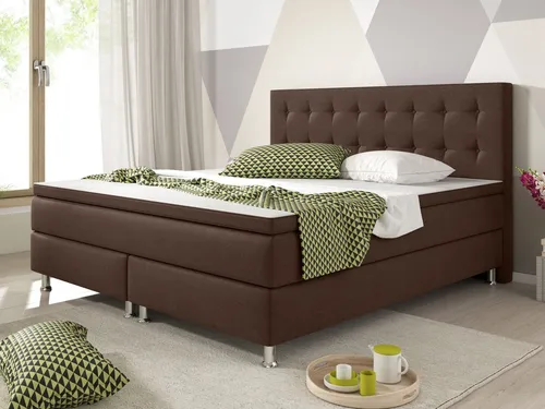 Boxspringbett Köln 180x200 Webstoff Braun