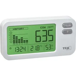 TFA CO2-Messgerät 315009.02 - AirCO2ntrol Coach, präzise Messung von CO2, Temperatur und Luftfeuchtigkeit mit Alarmfunktion und 24-Stunden-Grafik