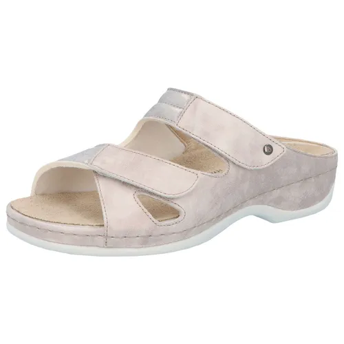 Berkemann Damen Janna Hausschuh, Altsilber/Silber, 41.5 EU - Damen-Hausschuhe mit hochwertigem Echt-Leder und Wechselfußbetten, ideal für empfindliche Füße und bei Hallux Valgus. Zwei Klettverschlüsse sorgen für perfekte Anpassung und sicheren Halt.