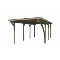 Einzelcarport weka 606 A Gr. 2 mit Einfahrtsbogen - Carport aus kesseldruckimprägniertem Holz, idealer Schutz für Ihr Fahrzeug, modernes Flachdach-Design, perfekte Größe 300 x 600 cm.