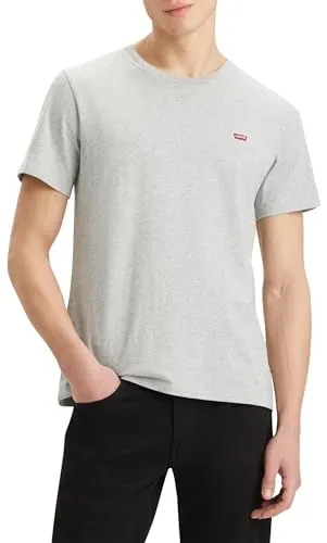 Levi's Herren T-Shirt - "Original Housemark Tee", Rundhals, Baumwolle Grau S - Herren-Shirts, klassisches Design mit dezentem Logo und weichem Jersey aus 100% Baumwolle für täglichen Komfort.