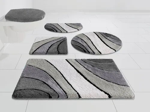 my home Badematte Josie, Badvorleger, Badezimmer Teppich, Höhe 20 mm, rutschhemmend beschichtet, fußbodenheizungsgeeignet, schnell trocknend, strapazierfähig, Polyester, rund, Badteppich, Badematten, rechteckig, rund & als 3-tlg. Set erhältlich, anthrazit