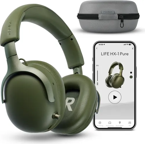 Medion® Over Ear-Kopfhörer MEDION LIFE HX-1 Pure (MD43774) - Kopfhörer mit bis zu 100 Stunden Akkulaufzeit und IPX4 Spritzwasserschutz – ideal für Musikgenuss unterwegs!