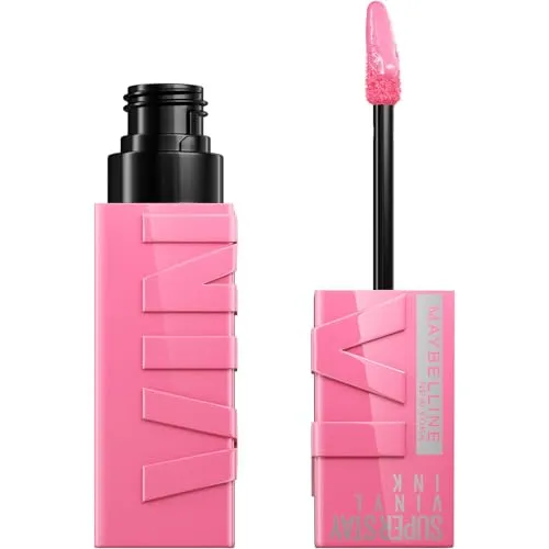 Maybelline New York Super Stay Vinyl Ink Flüssiger Lippenstift für 16H Halt & Glanz, Wischfeste & hochpigmentierte Farbe, Vinyl-Finish ohne Abfärben, Nuance: 155 Upbeat, 4,2ml