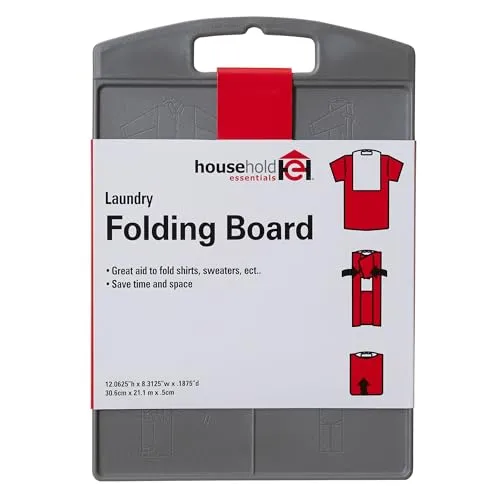 Household Essentials Hemdfaltbrett - Praktisches Hemdfaltbrett für gleichmäßiges Falten von Hemden. Mit Schritt-für-Schritt-Anleitung und leicht gleitendem Griff, der auch als Haken dient. Spart Zeit und Platz im Schrank.