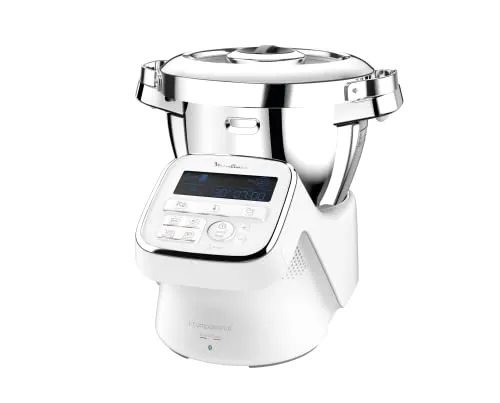Moulinex I-Companion HF908120 Küchenmaschine - Universalküchenmaschine mit 14 Funktionen, ideal für bis zu 10 Personen, vernetzt über Bluetooth und leise im Betrieb – für müheloses Kochen und einfache Reinigung.